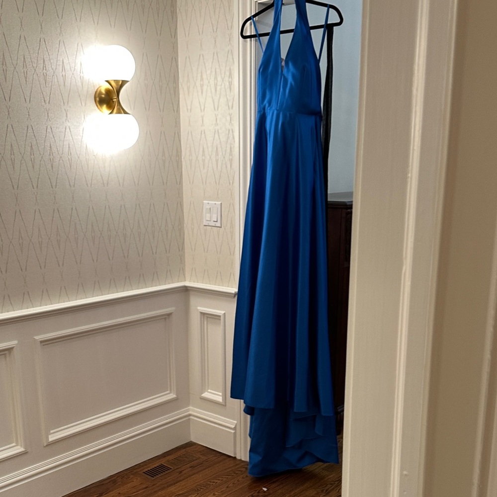 Stunning Carolina Herrera Blue Halter Dress with train